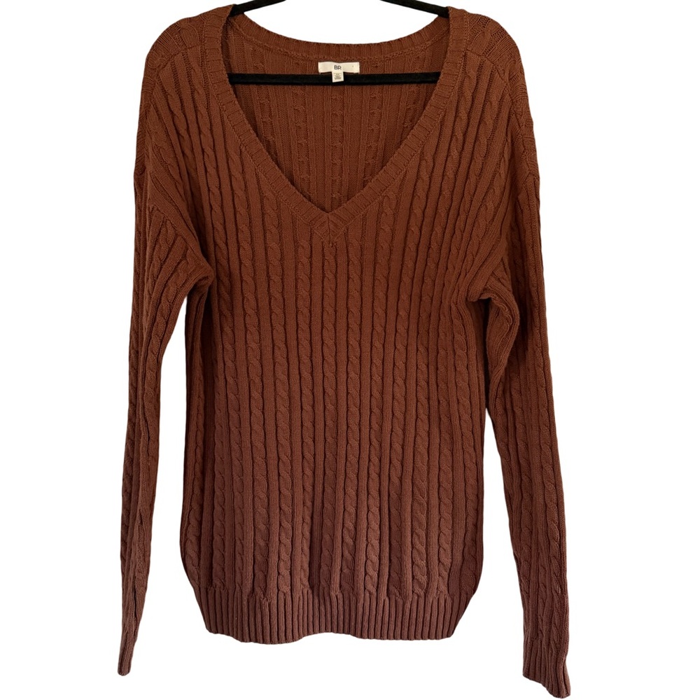 BP Cable‎ Knit V-Neck Sweater | Brown | Cozy Classic Knit